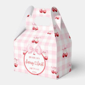 Pink Coquette Bow Cherry First Birthday Party フェイバーボックス (正面サイド)