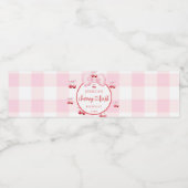 Pink Coquette Bow Cherry First Birthday Party ペットボトルラベル (シングルラベル)