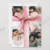 Pink Coquette Bow Christmas Winter 5 Photo シーズンカード (正面)