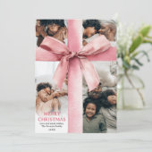 Pink Coquette Bow Christmas Winter 5 Photo シーズンカード (スタンド正面)