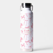 Pink Coquette Bow Custom Name  Water Bottle ウォーターボトル (正面)