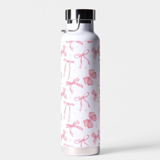 Pink Coquette Bow Custom Name  Water Bottle ウォーターボトル (右面)