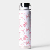 Pink Coquette Bow Custom Name  Water Bottle ウォーターボトル (背面)
