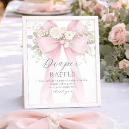 Pink Coquette Bow Diaper raffle Baby shower ポスター