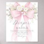 Pink Coquette Bow Diaper raffle Baby shower ポスター (正面)