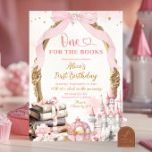 Pink Coquette Bow Fairytale Storybook 1st Birthday 招待状