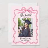 Pink Coquette Bow Frame Graduate Photo Graduation  案内状 (正面)