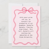 Pink Coquette Bow Frame Graduate Photo Graduation  案内状 (裏面)