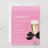 Pink Coquette Bow Galentine's Day Party 招待状 (正面)