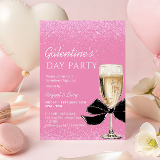 Pink Coquette Bow Galentine's Day Party 招待状