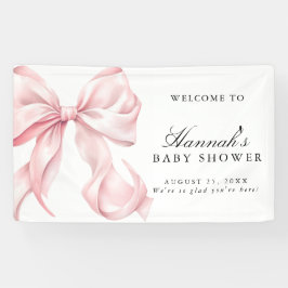 Pink Coquette Bow Girl Baby Shower Welcome Sign 横断幕