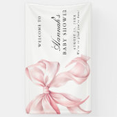 Pink Coquette Bow Girl Baby Shower Welcome Sign 横断幕 (縦)