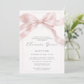 Pink Coquette Bow Girl Baptism 招待状 (スタンド正面)