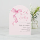 Pink Coquette Bow Girl Oh Baby Shower  招待状 (スタンド正面)