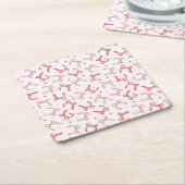  pink coquette bow girly  スクエアペーパーコースター (アングル)