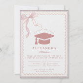 Pink Coquette Bow Graduation 招待状 (正面)