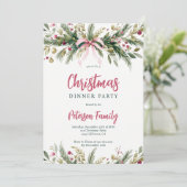 Pink Coquette Bow Grandmillennial Christmas Wreath 招待状 (スタンド正面)