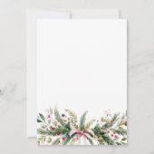 Pink Coquette Bow Grandmillennial Christmas Wreath 招待状 (裏面)