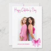 Pink coquette bow Happy Galentine's Day photo シーズンカード (正面)