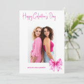 Pink coquette bow Happy Galentine's Day photo シーズンカード (スタンド正面)