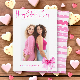 Pink coquette bow Happy Galentine's Day photo シーズンカード