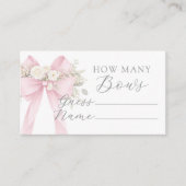 Pink Coquette Bow How Many Bows Baby shower game エンクロージャーカード (正面)