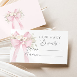 Pink Coquette Bow How Many Bows Baby shower game エンクロージャーカード