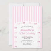 Pink Coquette Bow Ninth Birthday Party  招待状 (正面)