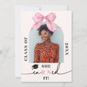 Pink Coquette Bow Nurse 4-Photo Graduation 招待状 (正面)