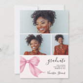 Pink Coquette Bow Nurse 4-Photo Graduation 招待状 (裏面)