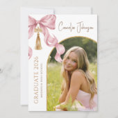 Pink Coquette Bow Photo 2026 Graduation Party 招待状 (正面)