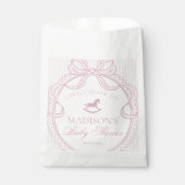 Pink Coquette Bow Rocking Hors Baby Shower Dessert フェイバーバッグ (正面)