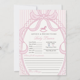 Pink Coquette Bow Rocking Horse Baby Advice Card 招待状