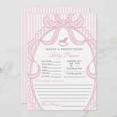 Pink Coquette Bow Rocking Horse Baby Advice Card 招待状 (正面/裏面)