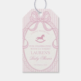 Pink Coquette Bow Rocking Horse Baby Shower Favors ギフトタグ