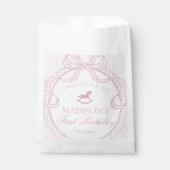Pink Coquette Bow Rocking Horse Birthday Dessert フェイバーバッグ (正面)