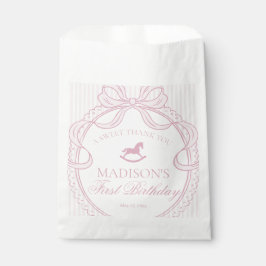 Pink Coquette Bow Rocking Horse Birthday Dessert フェイバーバッグ