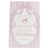 Pink Coquette Bow Rocking Horse Birthday Favors ミディアムペーパーバッグ (裏面)