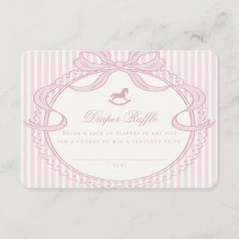 Pink Coquette Bow Rocking Horse Diaper Raffle Card エンクロージャーカード