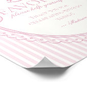 Pink Coquette Bow Rocking Horse Favors Sign ポスター (角)