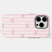 Pink Coquette Bow Stripes iPhone 16 Pro Case. Case-Mate iPhoneケース (裏面 (横))