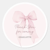 Pink Coquette Bow Thank you Label ラウンドシール (正面)