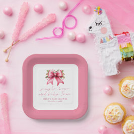 Pink Coquette Bow Tiny Toes Christmas Baby Shower  ペーパープレート