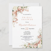 Pink Coquette Bow Watercolor Floral Bridal Shower 招待状 (正面)