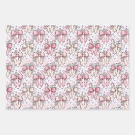 Pink Coquette Candy Cane ラッピングペーパーシート