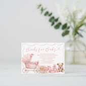 Pink Coquette Carriage Baby Shower Books for Baby エンクロージャーカード (スタンド正面)