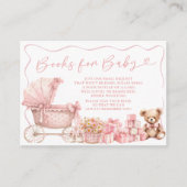 Pink Coquette Carriage Baby Shower Books for Baby エンクロージャーカード (正面)