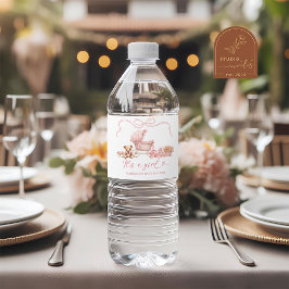 Pink Coquette Carriage Baby Shower  Bottle Label ペットボトルラベル