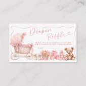 Pink Coquette Carriage Baby Shower Diaper Raffle E エンクロージャーカード (正面)