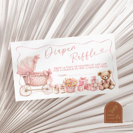 Pink Coquette Carriage Baby Shower Diaper Raffle E エンクロージャーカード